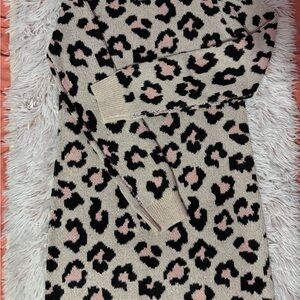 Place Pink and Black Leopard Cardigan